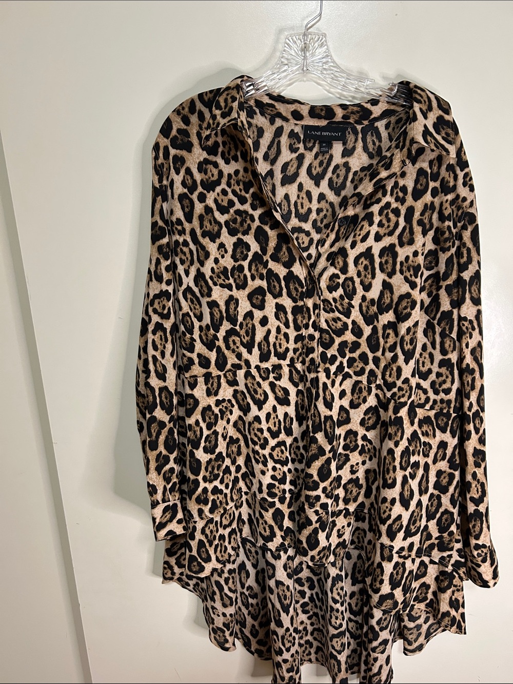 Lane Bryant Leopard Print Button-Front Tunic - Tan/Black